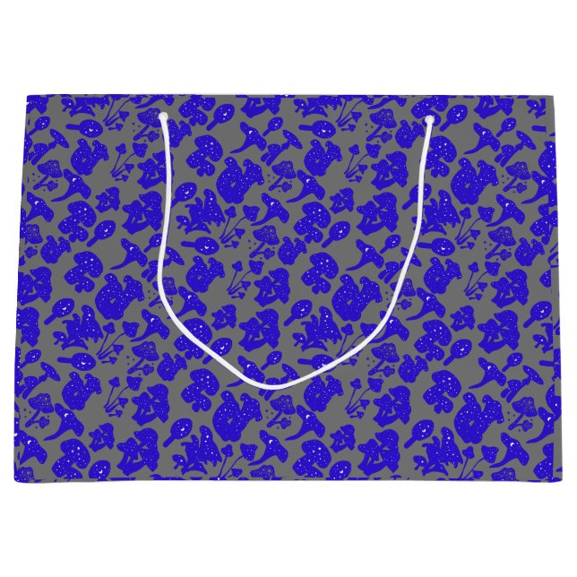 Schwarzes Pilzmuster 01blau Grau BG Große Geschenktüte (Vorderseite)