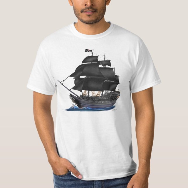 SCHWARZES PIRATEN-SCHIFF T-Shirt (Vorderseite)