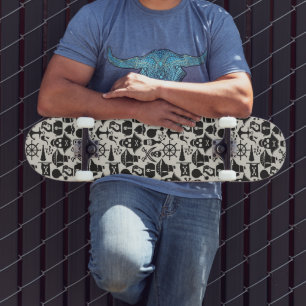 Schwarzes Piraten-Thema Nautilus-Muster Skateboard