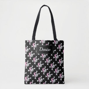 Schwarzes Piratenschädel- und Kreuzknochen-Tote-Ba Tasche