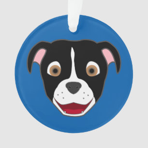 Schwarzes Pitbull stellen mit weißer Flamme Ornament