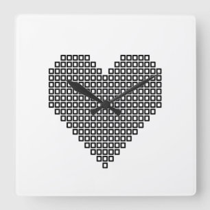 Schwarzes Pixel Quadratische Wanduhr