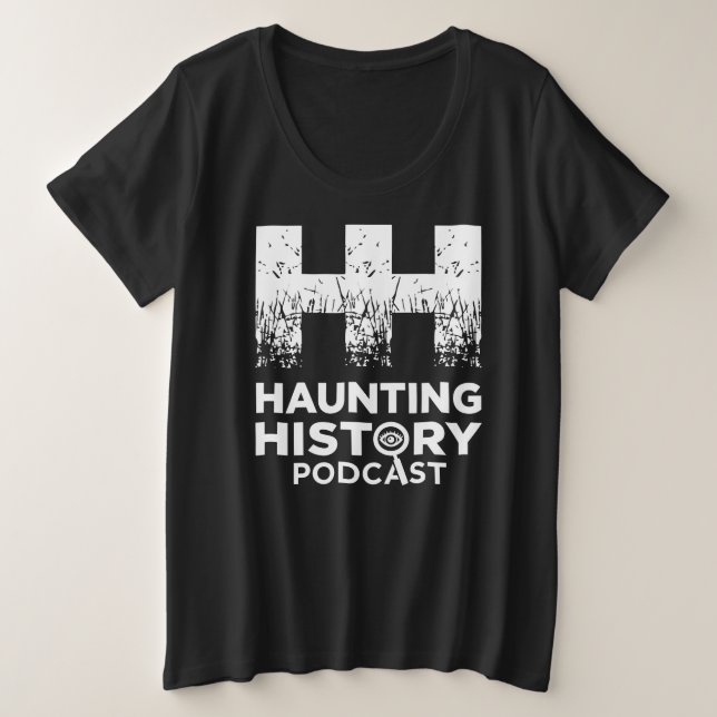 Schwarzes Plus T mit weißem HHP-Logo Große Größe T-Shirt (Design vorne)