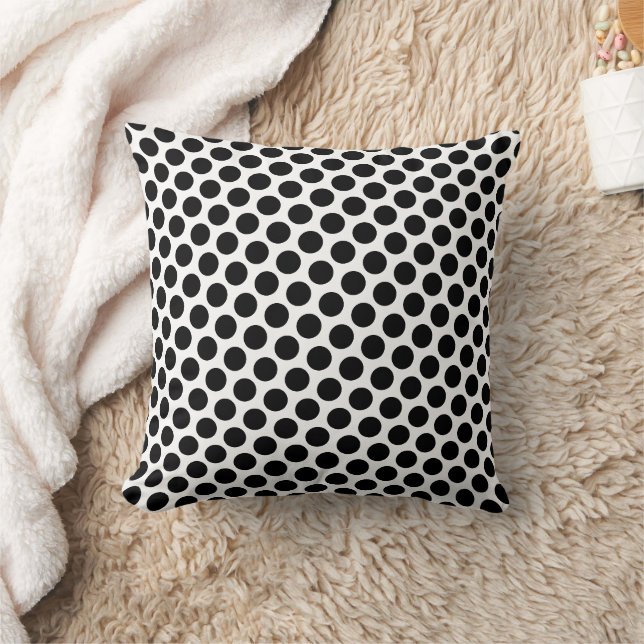Schwarzes Polka-Dot-Design Kissen (Decke)
