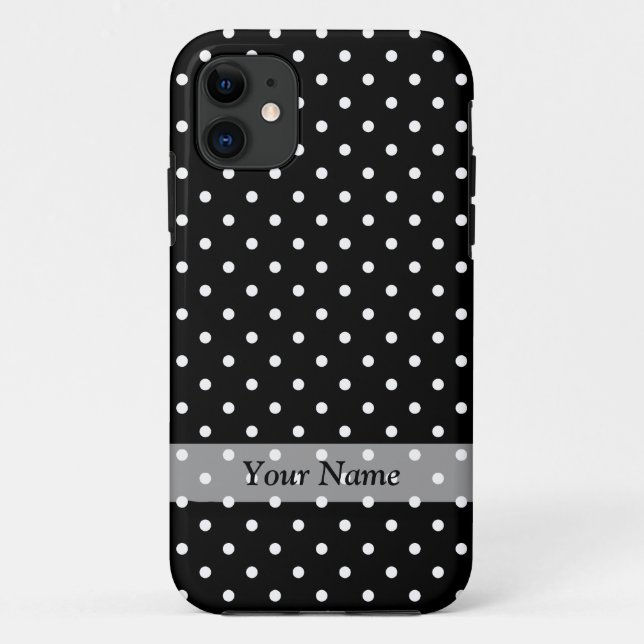 Schwarzes Polka-Punktmuster Case-Mate iPhone Hülle (Rückseite)