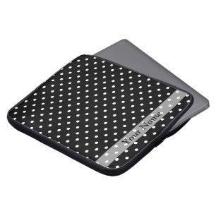 Schwarzes Polka-Punktmuster Laptopschutzhülle