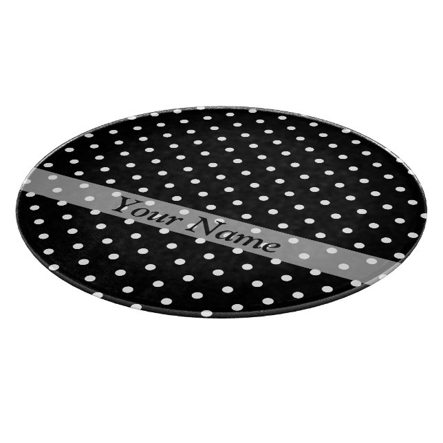 Schwarzes Polka-Punktmuster Schneidebrett (Ecke)