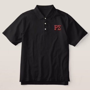 Schwarzes Polo-Shirt mit roten bestickten Buchstab