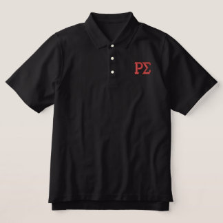 Schwarzes Polo-Shirt mit roten bestickten Buchstab