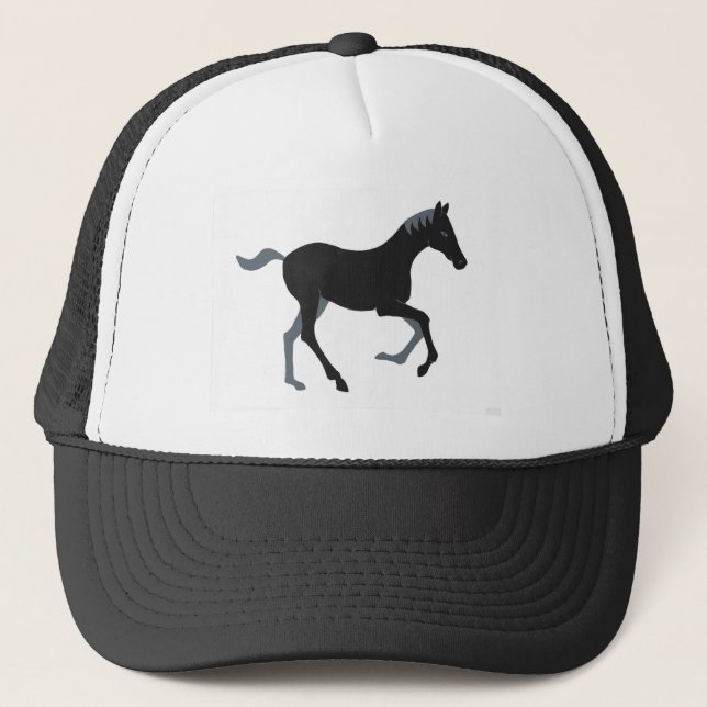Schwarzes Pony Truckerkappe (Vorderseite)