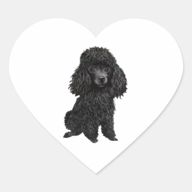 Schwarzes Poodle (#3) Herz-Aufkleber (Vorderseite)