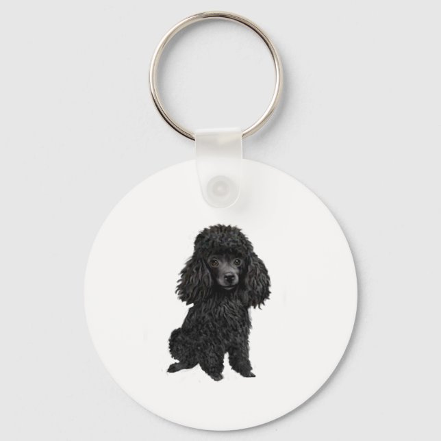 Schwarzes Poodle (#3) Schlüsselanhänger (Vorderseite)