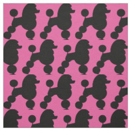 Schwarzes Poodle auf Rosa Stoff