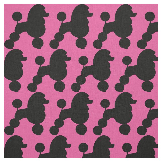 Schwarzes Poodle auf Rosa Stoff (Muster)
