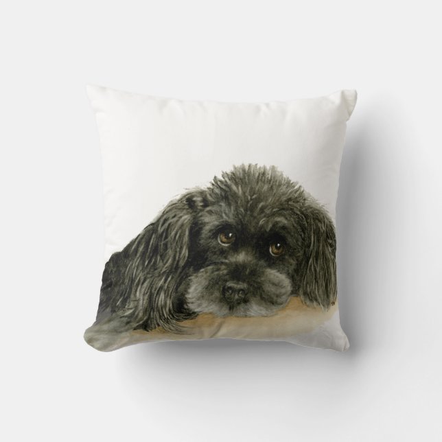 Schwarzes Poodle-Kissen Kissen (Vorderseite)
