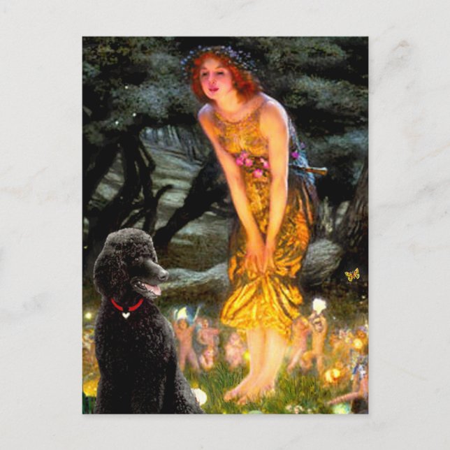 Schwarzes Poodle (T) Postkarte (Vorderseite)