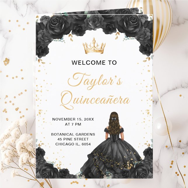 Schwarzes Prinzessinnen-Blumen-Quinceañera-Program Programm (Von Creator hochgeladen)