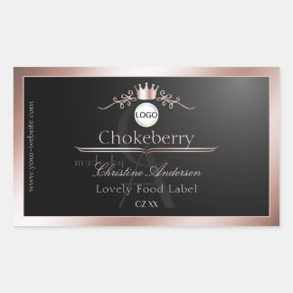Schwarzes Produktlabel Roségoldrahmen Logo-Monogra Rechteckiger Aufkleber