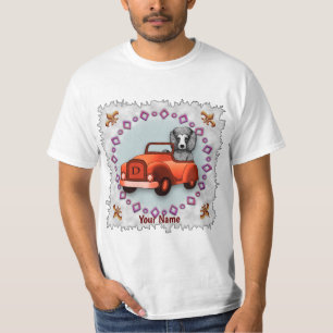 Schwarzes Pudel Fährt Auto T-Shirt