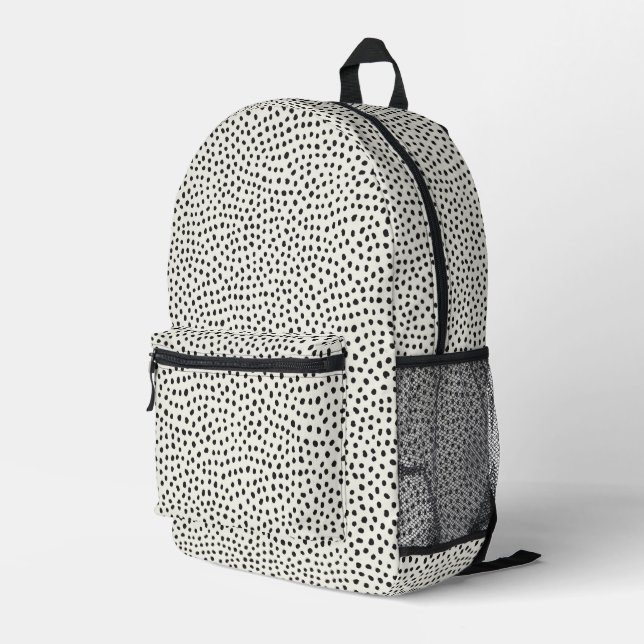 Schwarzes Punktmuster Bedruckter Rucksack (Rückseitige Ecke Rechts)