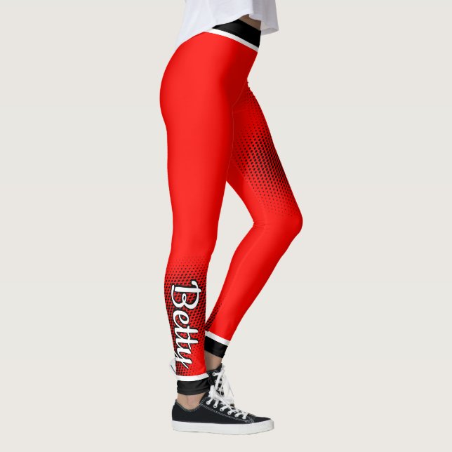 Schwarzes Punktmuster mit dem Namen auf RED Leggings (Rechts)