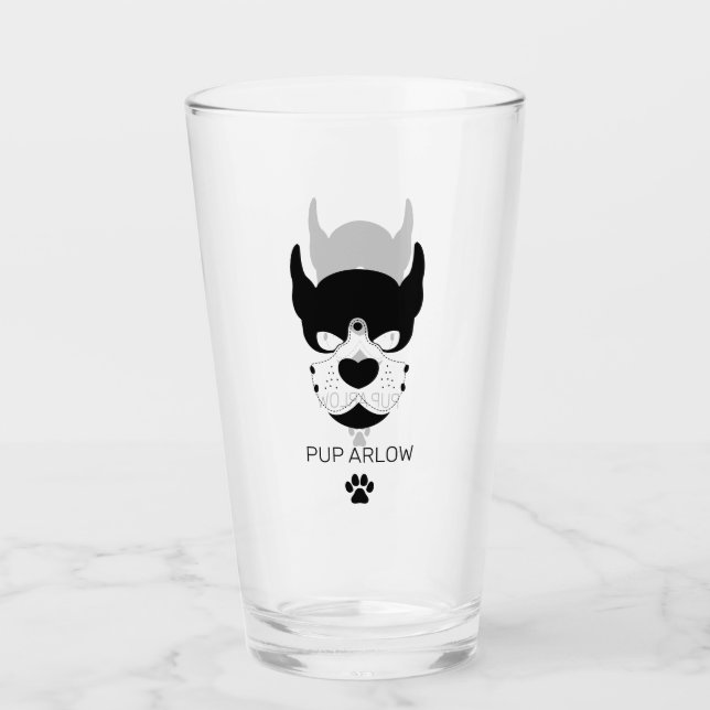 Schwarzes Puppy Play Bierglas Glas (Vorderseite)