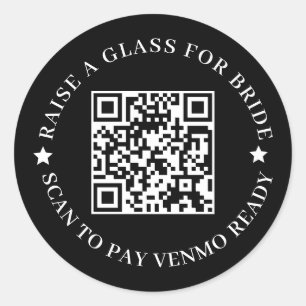 Schwarzes QR-Junggesellenabschied-Design Runder Aufkleber