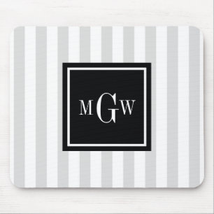 Schwarzes Quadrat 3 Monogramm Mousepad