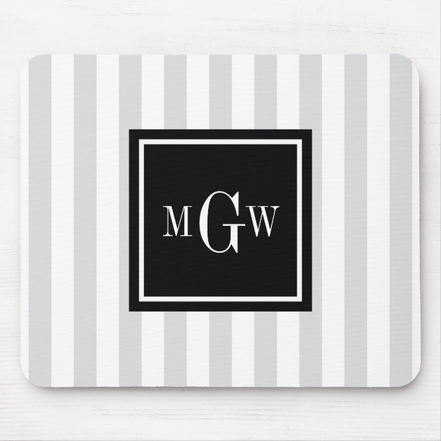 Schwarzes Quadrat 3 Monogramm Mousepad (Vorne)