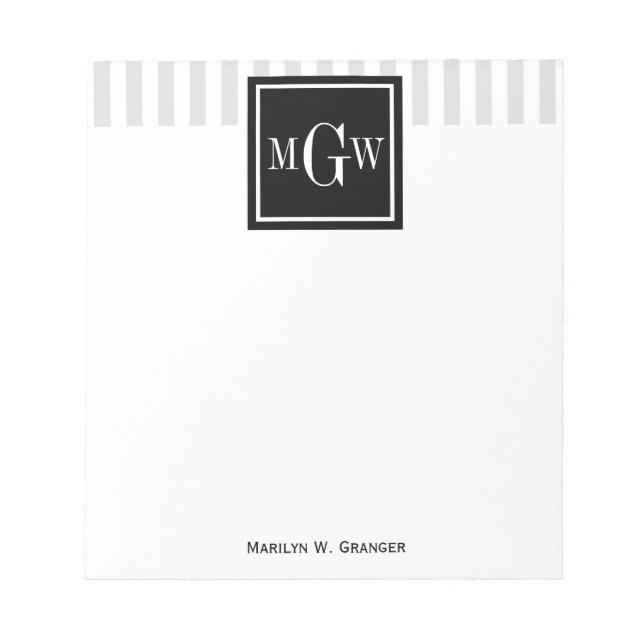 Schwarzes Quadrat 3 Monogramm Notizblock (Vorderseite)