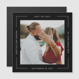 Schwarzes Quadrat Ganzes Textrahmen Save the Date Magnetkarte