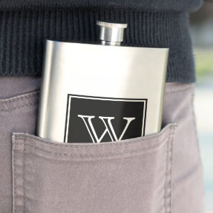 Schwarzes Quadrat-Monogramm-Prämien-Flasche Flachmann