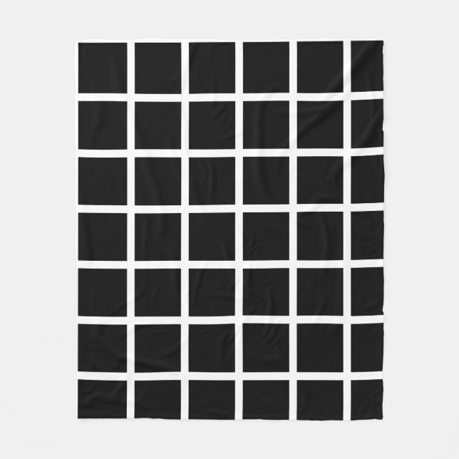 Schwarzes Quadratmuster mit weißen Rändern Fleecedecke (Vorderseite)