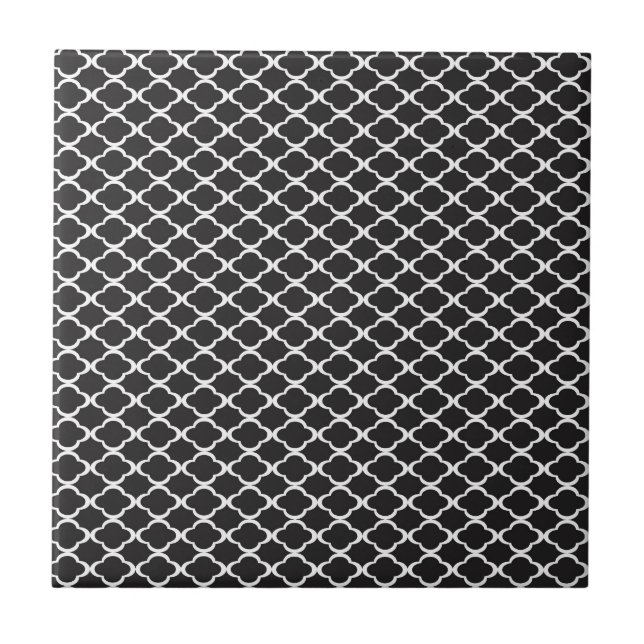 Schwarzes Quatrefoil Fliese (Vorderseite)