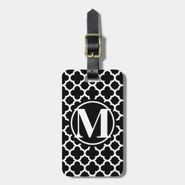 Schwarzes Quilton III Monogramm Gepäckanhänger (Vorderseite vertikal)