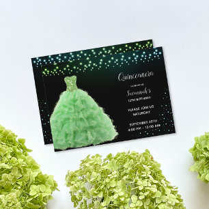 Schwarzes Quinceanera-Prinzessinnen-Kleid in Limet Einladung