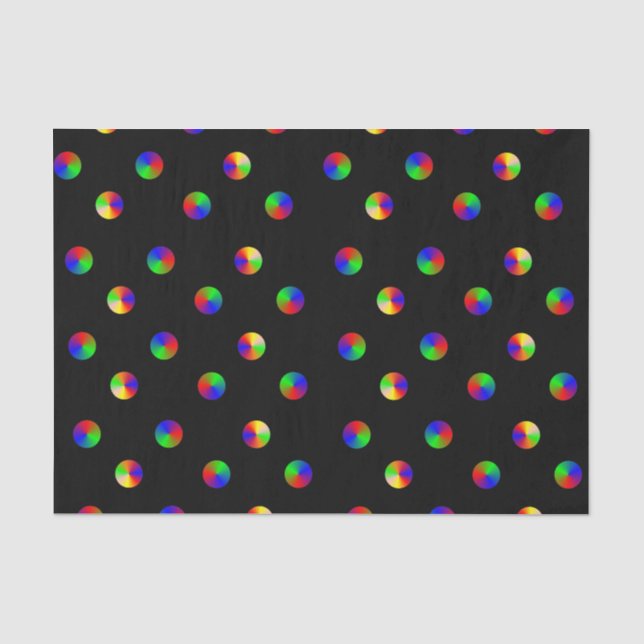 Schwarzes Rainbow Dots LGBT Gay Pride Tissue Paper Seidenpapier (Vorderseite)