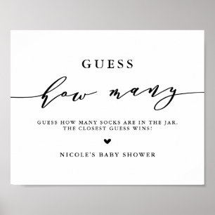 Schwarzes Rate-wie-viele-Socken-Script-Baby-Party- Poster