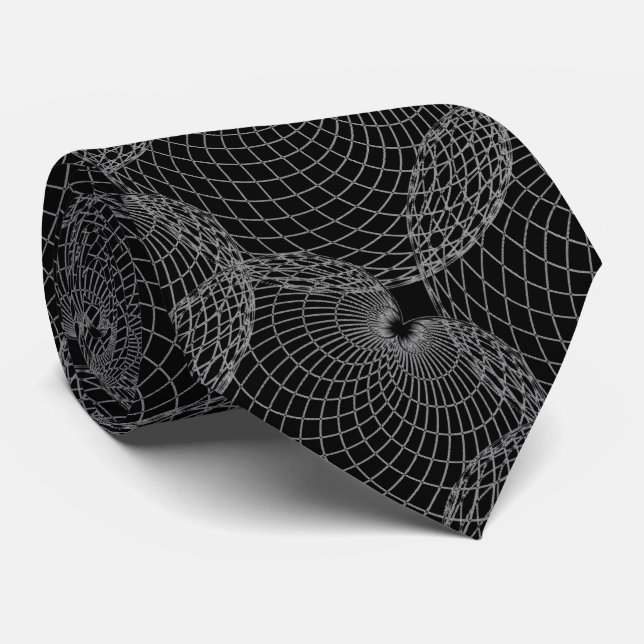 Schwarzes Rauch 00000 & Silbergrau "Spider Web" Krawatte (Gerollt)