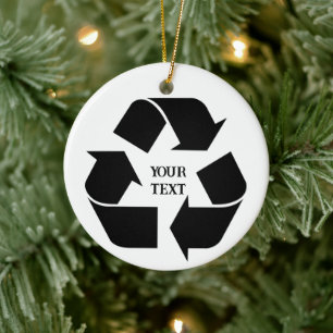 Schwarzes Recycling-Symbol Foto Weihnachten Keramik Ornament