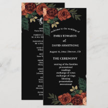 Schwarzes Romantisches Garten-Blumen-Hochzeitsprog