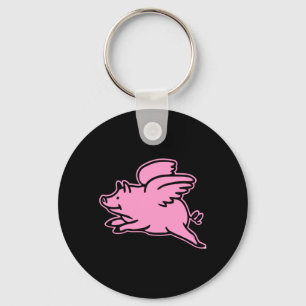Schwarzes rosa Fliegen-Schwein Schlüsselanhänger