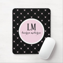 Schwarzes & Rosa Schleifen-Monogramm Mousepad