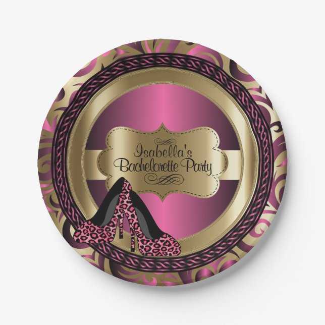 Schwarzes, Rosa u. Gold metallisch - Pappteller (Vorderseite)