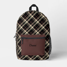 Schwarzes Rosa und Creme Kariert Bedruckter Rucksack