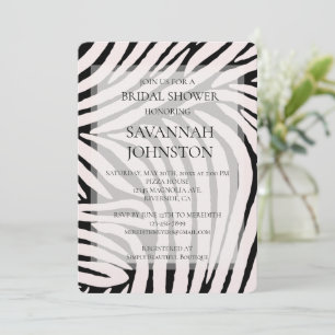 Schwarzes Rosa Zebra Brautparty Einladung