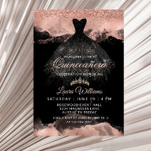 Schwarzes & Roségold Prinzessinnenkleid Quinceañer