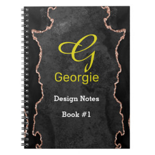Schwarzes & Rosen-Gold-Achat-Notizbuch Notizblock