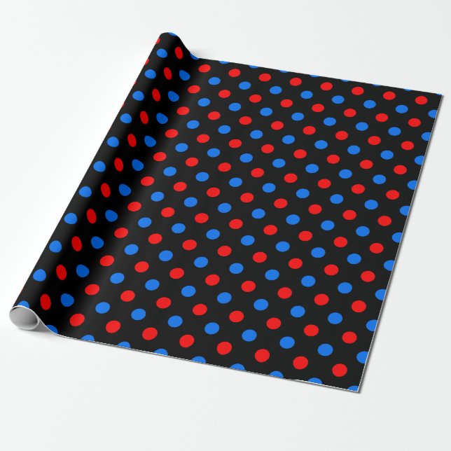 Schwarzes Rot Blau Punkte Design  Geschenkpapier (Ungerollt)