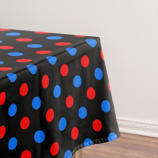 Schwarzes Rot Blau Punkte Design  Tischdecke (Beispiel)